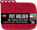 Terry Potholder & Hot Pad: Heat Resistant, 100% Cotton Paprika Red, 4-PACK. Fixed Price $28.99.