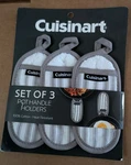 Cuisinart Pot Handle Holders Grey & White Stripe 100% Cotton Set Of 3. New. Mf. Fixed Price $16.00.