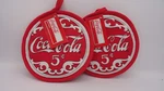Coca-cola Set Of 2 Oven Mitts Red 5 Cent Logo Coke Retro. Fixed Price $10.00.