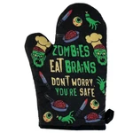 Zombies Eat Brains Don't Worry You're Safe Oven Mitt Funy Halloween Undead. Fixed Price $18.99.