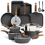 Maison Arts Pots And Pans Set Non Stick, Kitchen 17-PIECE, Black. Fixed Price $278.29.