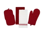 5-PIECE Kitchen Towel, Oven Mitt & Pot Holder Set, Pack, Dark Red. Fixed Price $19.99.