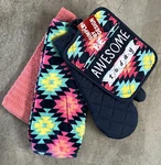 Simple By Design Be Awesome Today Kitchen Hand Towel Pot Holder Oven Mit Set Nwt. Fixed Price $15.00.