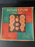 Jeanette Homespun Pink 14 Pc Child's Tea Set With Box Missing Pot Cover. Fixed Price $79.69.