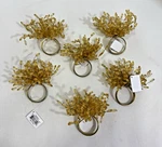 Dii Holiday Christmas Tabletop Gold Beaded Burst Napkin Ring Holder Set New. Fixed Price $30.99.