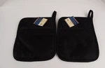Pack Of 2 Home Collection Black Quilted Pot Holders Heat Resistant Hanging Loop. Fixed Price $8.50.