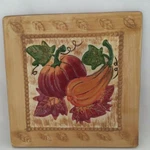 Tile Trivet Pumpkin Squash Leaves Fall Harvest Autumn Kitchen Decor 8" Square. Fixed Price $9.11.