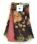 April Cornell - Antoinette Brown Burgundy Pink Dish Tea Towels Set Of 3 New. Fixed Price $25.99.