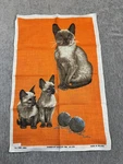 Vintage Ulster Siamese Cats Linen Tea Towel Orange Kitchen Retro Decor Ireland. Fixed Price $24.99.