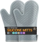 Silicone Oven Mitts, Heat Resistant 2PCS With Soft Cotton Gray. Fixed Price $16.09.