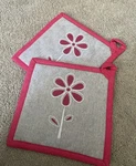 Gourmet Pro Pot Holders Set Of 2 Pink & Gray Flower Print. Fixed Price $11.25.