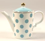 Grace S Teaware Polka Dot Blue White Porcelain Gold Trim 9". Fixed Price $25.16.