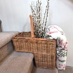 Heritage Stair Step Rattan Basket Hand Woven Wicker Rustic Cottage Vtg Country. Fixed Price $129.00.