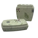 Kohls Falling Leaves Soap Dish & Toothbrush Holder Set Skl Resin. Fixed Price $24.95.