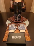Bluesteer Oven Gloves, Heat Resistant + Bbq Meat Thermometer Fork #102. Fixed Price $25.00.