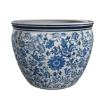 Red Lantern 16" Floral Blue & White Porcelain Fishbowl Planter Diameter. Fixed Price $193.74.