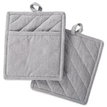 Dii 100% Cotton Solid Chambray Kitchen Set, Potholders, Gray. Fixed Price $15.93.