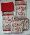Kitchen 5 Pc Set Home Cooking Theme 2 Towels Hot Pad & Dishcloth. Fixed Price $13.99.