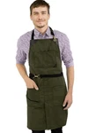 No-tie Twill Apron Leather Reinforcement Split-leg Work Kitchen Chef Bbq. Fixed Price $58.77.