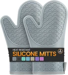Silicone Oven Mitts, Heat Resistant 2PCS With Soft Cotton Lining, Wat. Fixed Price $16.87.