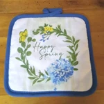 7" Happy Spring Kitchen Pot Holder Hot Pad Yellow Butterfly Flowers Free Ship. Fixed Price $7.99.