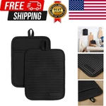 Kitchenaid Ribbed Soft Silicone Pot Holder 2-PACK Set, Matte Black, 7"X9". Fixed Price $19.17.