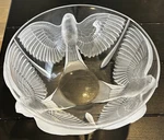 Art Deco Crystal Lalique Style Bird Bowl 10INCH. Fixed Price $133.75.