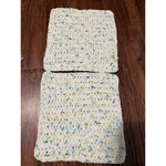 Hand Crocheted Dish Towels Set Of 2 Kitchen Multi Color Specks Hot Pads. Fixed Price $18.00.
