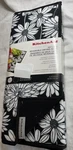 Kitchenaid Reversible Drying Mats (2) White Black Daisies 16 X 24 Nip. Fixed Price $19.99.