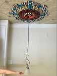 Hampton Bay Somerset Hand Painted Checks/stripes Mini Pendant Light Fixture (2). Fixed Price $150.00.