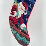 Vintage 1994 Nantucket Collection Needlepoint Santa Christmas Stocking Decor. Fixed Price $32.99.