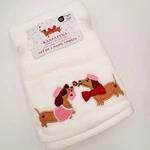 Kassafina Home Collection Set Of 2 White Dachshund Dog Valentine Hand Towels. Fixed Price $35.00.