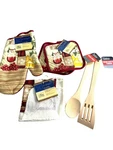Greenbrier Home Collection Oven Mitt Pot Holder Wooden Spoons Set Wine Multi New. Fixed Price $12.00.