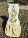 Vintage French Country Chair Stool Vanity Desk Floral Fabric Ruffled Free Ship. Fixed Price $276.50.