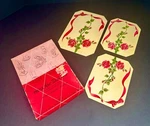 Boxed Set Of 3 Vintage Pro-tex "hot Dish" Mats Metal Trivet Pads Floral Holiday. Fixed Price $59.95.