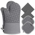 Oven Mitts And Pot Holders Sets 6PCS, Kitchen Glove,high Heat Gray. Fixed Price $23.23.
