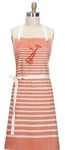Embroidered Birdseye Woven Orange & Ivory Striped Kitchen Chef Apron With Pocket. Fixed Price $23.88.