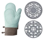 Domonic Home Silicone Oven Mitts & Pot Holders Set, Heat Resistant, Aqua Sky. Fixed Price $31.45.