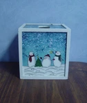 Vtg Christmas Snowmen Painted Wood Square Tissue Box Cover-up Blue Kohls Holiday. Fixed Price $24.99.