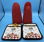 2 Jumbo Pot Holders With Terry Pocket (8" X 10") Bar Pair Of Orka Bbq/oven Mitts. Fixed Price $26.59.