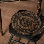 Vhc Black & Tan 15" Jute Chair Pad Set Of 6 Farmhouse. Fixed Price $79.95.