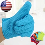 1PC Silicone Bbq Heat Resistant Gloves Oven Grill Pot Kitchen Cooking Mitts .. Fixed Price $5.98.