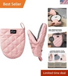 Pink Silicone Oven Mitts Set - Heat Resistant Mini Kitchen Gloves For Safety. Fixed Price $22.79.