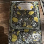 Kitchen Inspirations 3 Pc Set, Apron, Oven Mit, Pot Holder, Lemon Floral Pattern. Fixed Price $15.00.