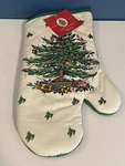 New Spode Christmas Tree Oven Mitt (green Trim) Cloth. Fixed Price $9.90.