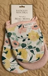 Badgley Mischa Set Of 2 Mini Mitts Pot Holders Pastel Floral Pink Yellow Green. Fixed Price $26.00.