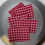 Set Of 5 Park Imports & Design Plaid Loomed Burgundy Hand Kitchen Dish Towel. Fixed Price $34.99.