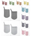 Checked Gingham Oven Mitts (set Of 2). Fixed Price $25.00.