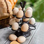 Sungmor Cast Iron 12 Eggs Holder Kitchen Tabletop Decor Rooster Design Rack. Fixed Price $45.00.