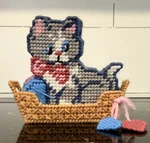 Handmade Cat Yarn Coaster Set Crochet Holder Basket Kitten Lover Gift Kawaii 7PC. Fixed Price $40.59.